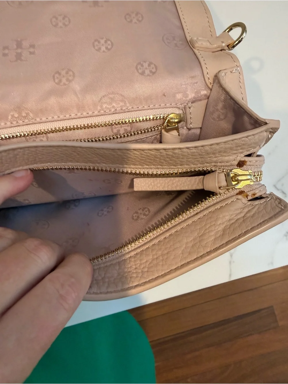 Tory Burch Kira Small Leather Crossbody - Taupe